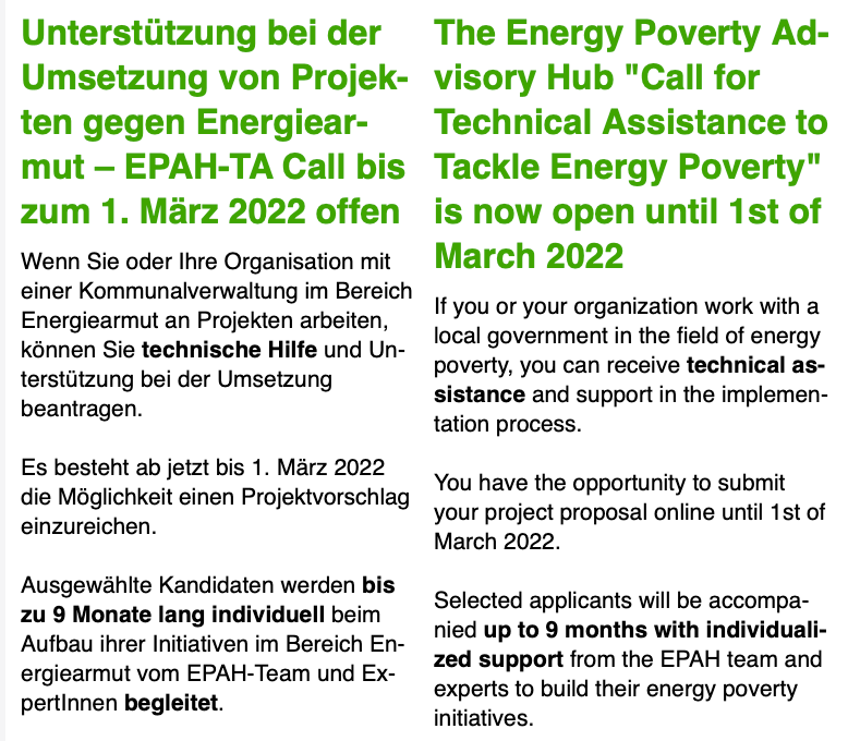 Info-Webinare zum EPAH Technical Assistance Call 2022